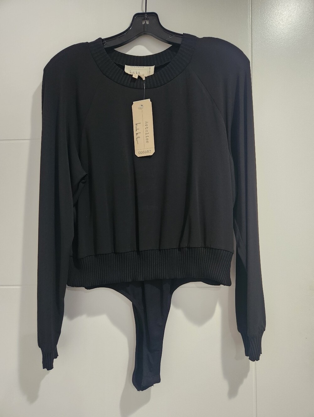 Nicole Miller Artelier Black Crew Neck Top With Bodysuit NWT Retail $255